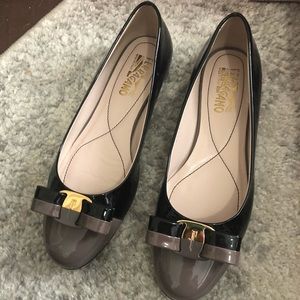 Two tone ferragamo Flats, worn only once!